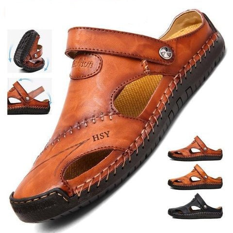 Sandalias transpirables de cuero suave para exteriores Alvobutik™ para hombre