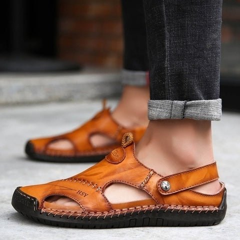 Sandalias transpirables de cuero suave para exteriores Alvobutik™ para hombre