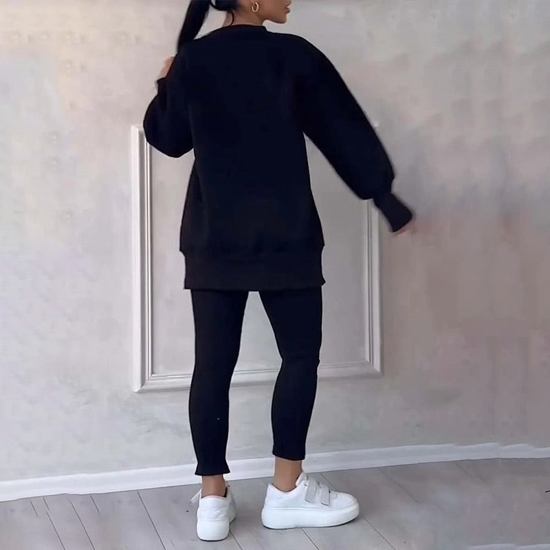 Alvobutik ™ - Avslappnat set med sweatshirt och leggings för kvinnor